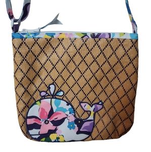 NWOT Vera Bradley Marian Floral Straw Beach Crossbody Bag.